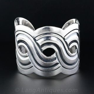 Mexican Sterling Silver Wide Cuff Bangle