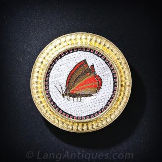 Micro Mosaic Butterfly Brooch and Pendant