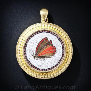 Micro Mosaic Butterfly Brooch and Pendant