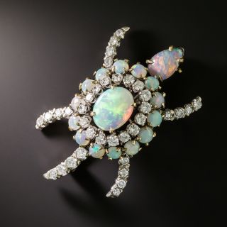 Mid-20th Century Opal and Diamond Turtle Brooch - 3