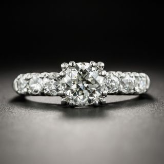Mid-Century 1.01 Carat Platinum Diamond Engagement Ring - GIA K VS1 - 1