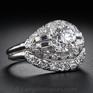 Mid-Century 1.05 Carat Diamond Wedding Set