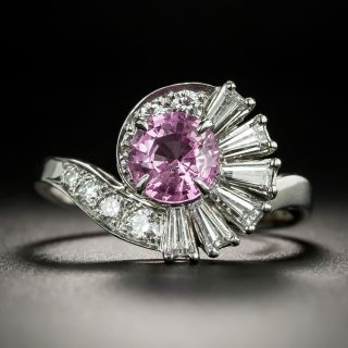 Mid-Century 1.15 Carat No-Heat Pink Sapphire and Diamond Ring - 2