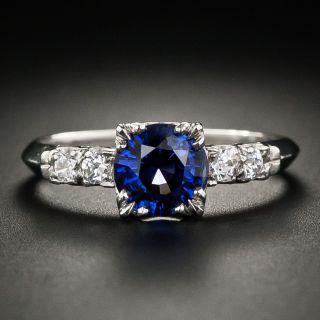 Mid Century 1.25 Carat Sapphire and Diamond Engagement Ring by J & H Flyer - 2
