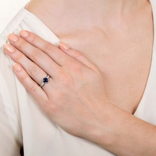 Mid Century 1.25 Carat Sapphire and Diamond Engagement Ring by J & H Flyer