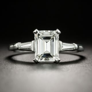 Mid-Century 1.26 Carat Emerald-Cut Diamond Platinum Engagement Ring - GIA J SI1 - 2