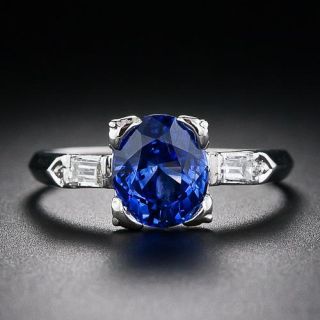 Mid-Century 1.94 Carat Sapphire and Diamond Solitaire