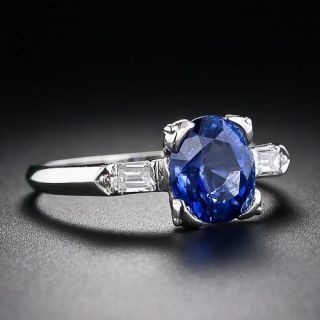 Mid-Century 1.94 Carat Sapphire and Diamond Solitaire