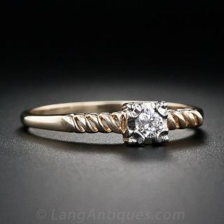 Mid Century .10 Carat Diamond Solitare Engagement Ring