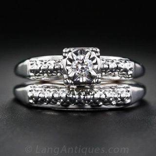 Mid-Century .10 Carat Diamond Wedding Set