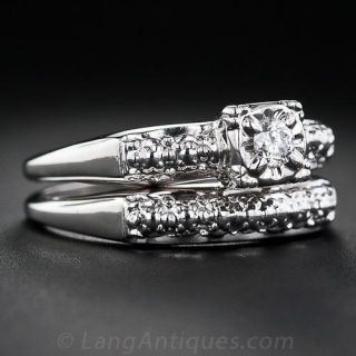Mid-Century .10 Carat Diamond Wedding Set