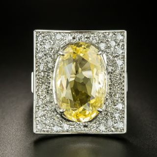 Mid-Century 11.99 Carat No-Heat Yellow Sapphire Diamond Ring - GIA - 2