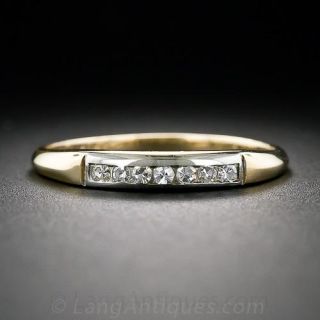 Mid-Century 14k Two-Tone Gold and Diamond Wedding Band