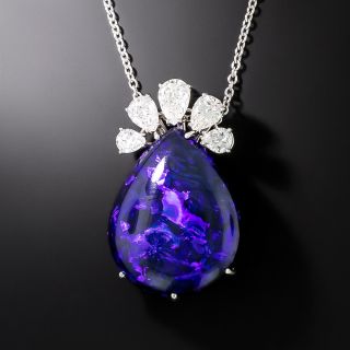 Mid-Century 15.00 Carat Black Opal and Diamond Pendant by Ruser - 2