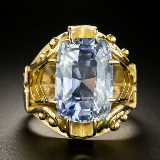 Mid-Century 15.26 No-Heat Ceylon Sapphire 22K Gold Ring - GIA  - 2