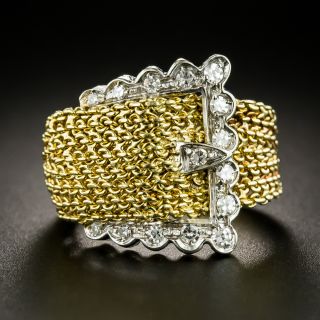 Mid-Century 18K Diamond Buckle Ring - 2