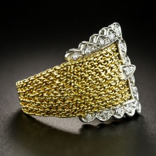 Mid-Century 18K Diamond Buckle Ring