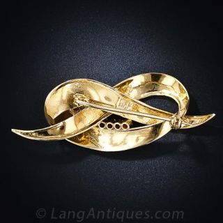 Mid-Century 18K Gold and Ruby Brooch