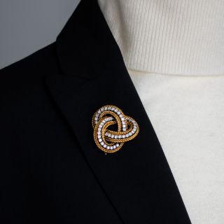 Mid-Century 18K/Platinum Diamond Knot Pendant/Brooch