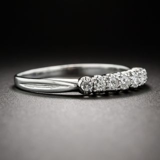 Mid-Century 18k White Gold and Diamond Wedding Band - size 9 1/2