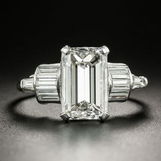 Mid-Century 2.76 Carat Emerald-Cut Diamond Engagement Ring - GIA F VVS2 - 2