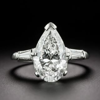 Mid-Century 3.19 Carat Pear-Shaped Diamond Ring - GIA G VS2 - 2