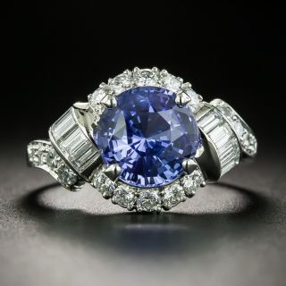 Mid-Century 3.27 Carat Sapphire and Diamond Ring by Granat Brothers - 1