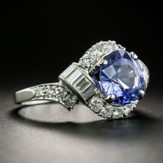 Mid-Century 3.27 Carat Sapphire and Diamond Ring by Granat Brothers
