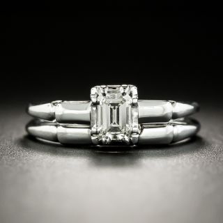 Mid-Century .34 Carat Emerald-Cut Diamond Wedding Set - 2