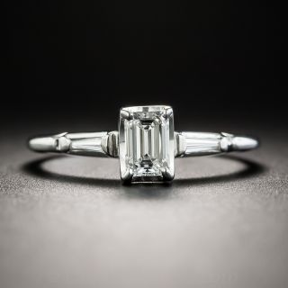 Mid-Century .35 Carat Emerald-Cut Diamond Solitaire Engagement Ring