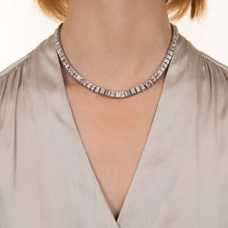 Mid-Century 44.00 Carat Carré-Cut Diamond Riviere Necklace