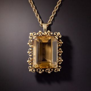 Mid-Century 50.00 Carat Citrine Pendant Necklace - 1