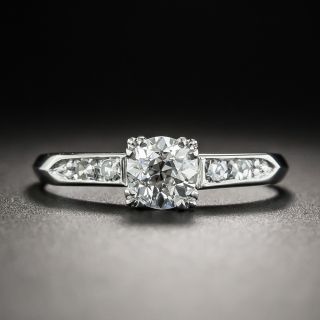 Mid-Century .60 Carat Diamond Platinum Engagement Ring - GIA E SI1 - 1