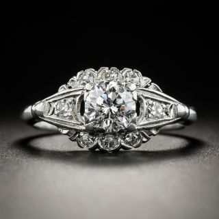 Mid-Century .60 Carat Diamond Platinum Engagement Ring - 1