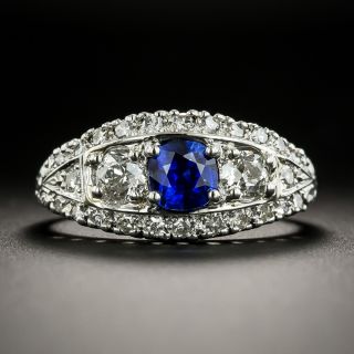 Mid-Century .64 Carat Sapphire Platinum Diamond Ring - 2