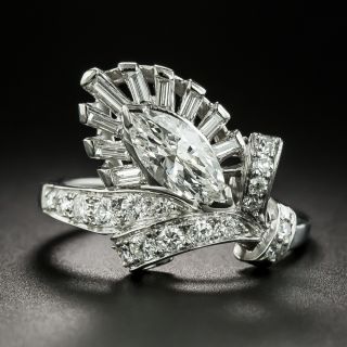 Mid-Century .80 Carat Marquise Diamond Ring - 2