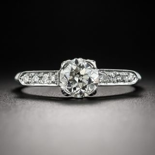 Mid-Century .85 Carat Platinum Diamond Engagement Ring - GIA K VVS2