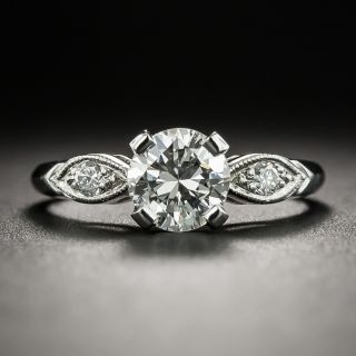 Mid-Century .90 Carat Diamond Platinum Engagement Ring - GIA G SI2 - 2