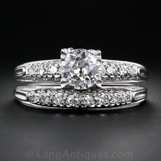 Mid-Century .90 Carat Diamond Wedding Band Set