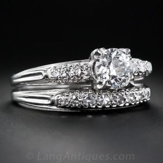 Mid-Century .90 Carat Diamond Wedding Band Set