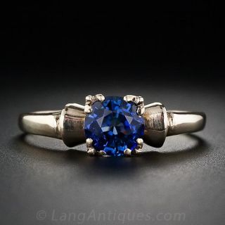 Mid-Century .95 Carat Sapphire Solitaire - 1
