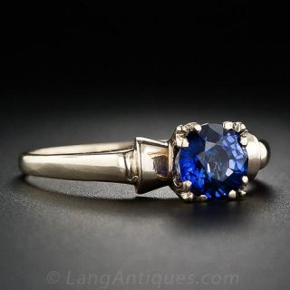 Mid-Century .95 Carat Sapphire Solitaire