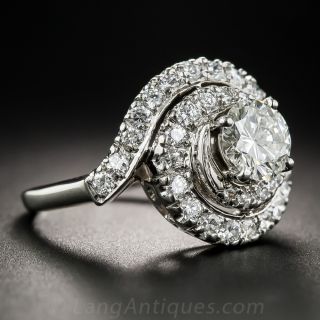 Mid-Century .98 Carat Diamond Swirl Cluster Ring - GIA I SI2