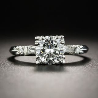Mid-Century .98 Carat Platinum Diamond Engagement Ring - GIA F VS1 - 1