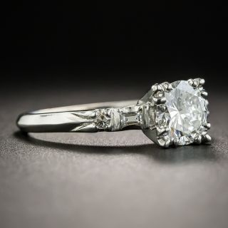Mid-Century .98 Carat Platinum Diamond Engagement Ring - GIA F VS1