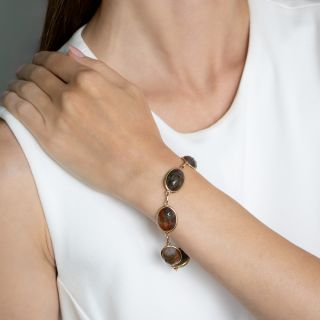 Mid-Century Agate Scarab Bracelet