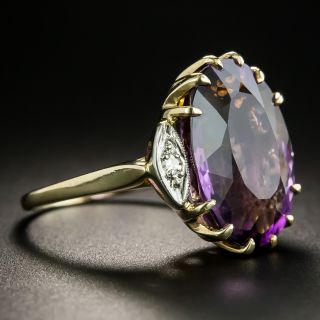 Mid-Century Amethyst and Diamond Cocktail Ring 