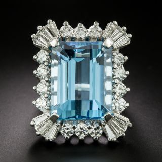 Mid-Century Aquamarine and Diamond Cocktail Ring - 2