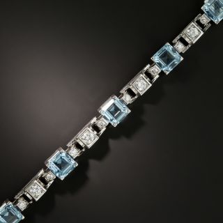 Mid-Century Aquamarine and Diamond Platinum Bracelet