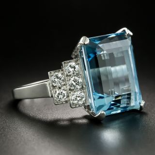 Mid-Century Aquamarine and Diamond Ring